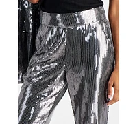 I.n.c. International Concepts Petite Sequin-Embellished Straight-Leg Pants, Created for Macy's