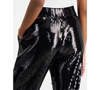 I.n.c. International Concepts Petite Sequin-Embellished Straight-Leg Pants, Created for Macy's