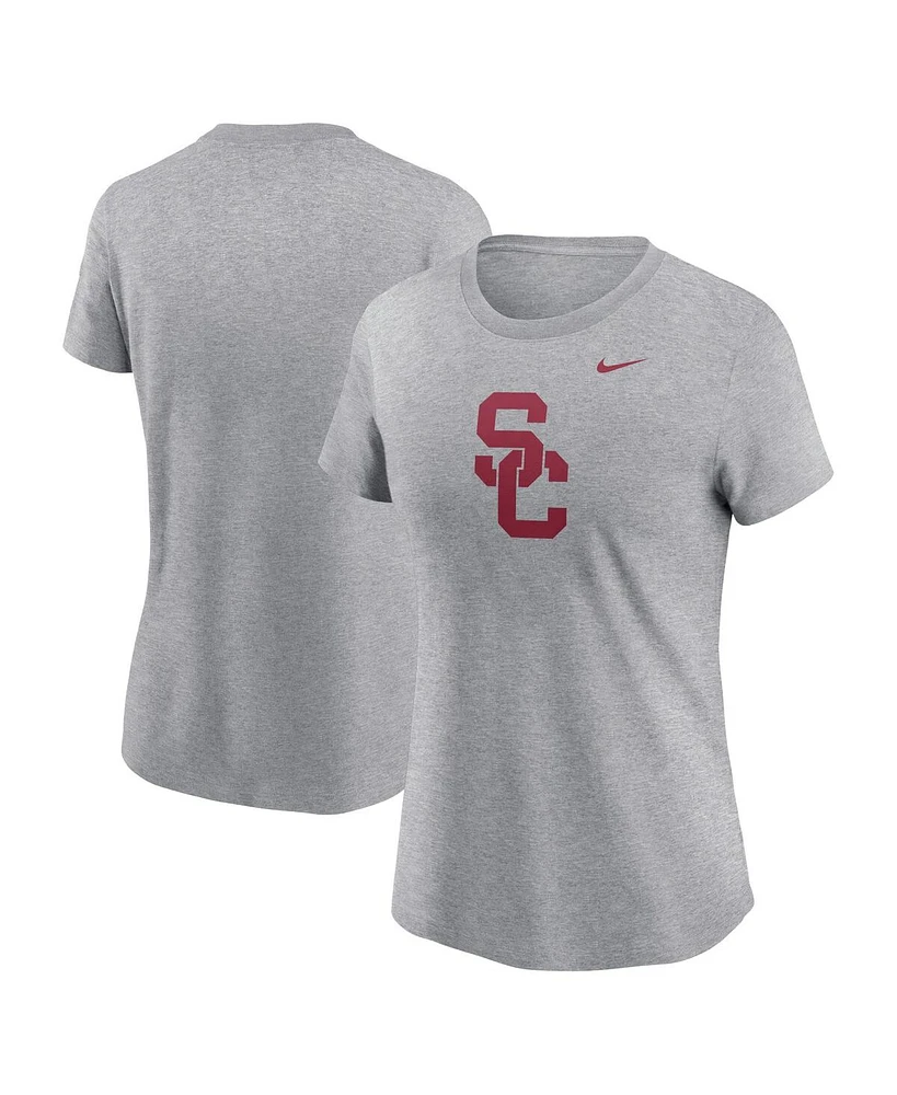 Nike Women's Heather Gray Usc Trojans Primetime Evergreen Logo T-Shirt