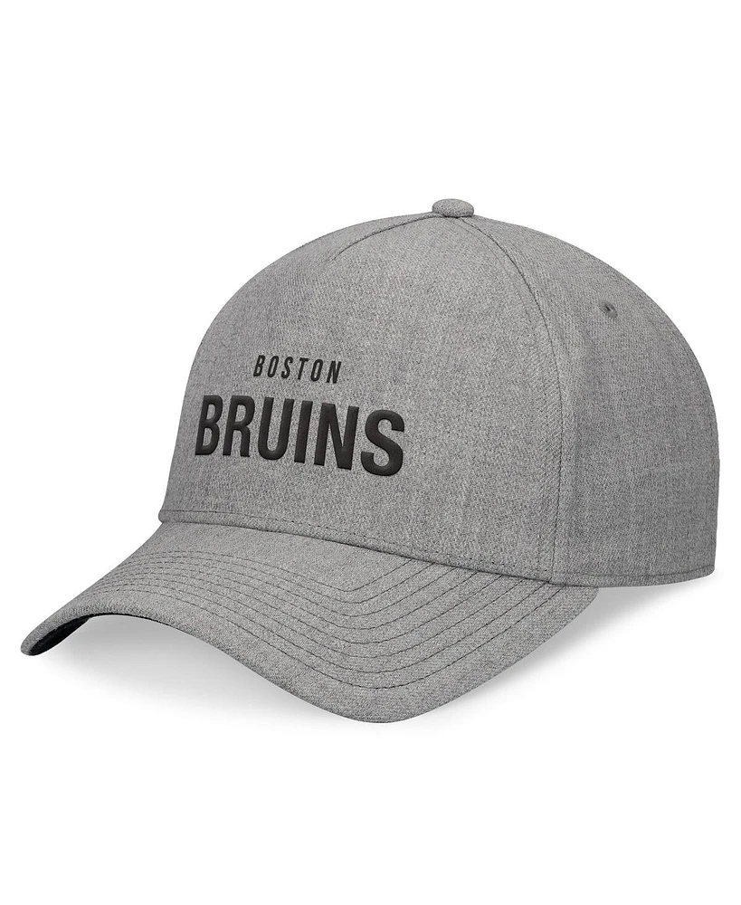 Fanatics Signature Men's Heather Gray Boston Bruins Elements A-Frame Leather Strap back Hat