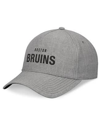 Fanatics Signature Men's Heather Gray Boston Bruins Elements A-Frame Leather Strap back Hat