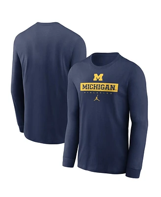 Jordan Men's Navy Michigan Wolverines 2024 Sideline Legend Performance Long Sleeve T-Shirt