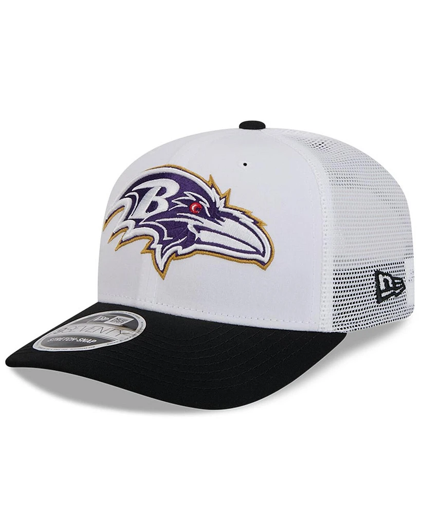 New Era Men's White/Black Baltimore Ravens 2024 Nfl Training Camp 9SEVENTY Trucker Hat