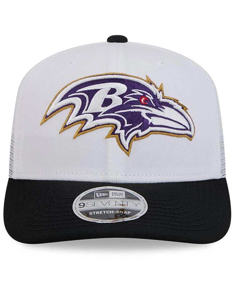 New Era Men's White/Black Baltimore Ravens 2024 Nfl Training Camp 9SEVENTY Trucker Hat