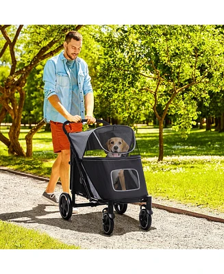 Simplie Fun Auto-Fold Dog Stroller Effortless Folding, Comfortable Journey for Pets