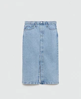 Mango Women's Slit Denim Skirt