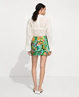 Mango Women's Bow Detail Printed Mini-Skirt