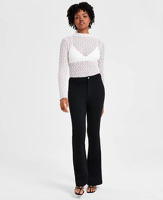 Bar Iii Women's Flare-Leg Ponte-Knit Pants, Created for Macy's