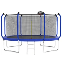 Streamdale Furniture 14FT Trampoline Blue Safety Net, Basketball Hoop, Ladder, 80 Springs