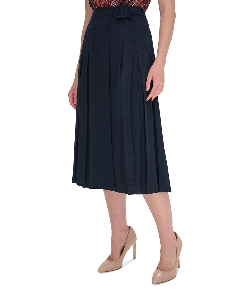 Tommy Hilfiger Women's Belted Midi Pleat Skirt