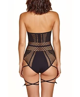 Hauty Women's One Sized Seamless 1PC Bodysuit Lingerie with Garter Straps