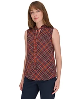 Tommy Hilfiger Women's Printed Tie-Neck Sleeveless Top