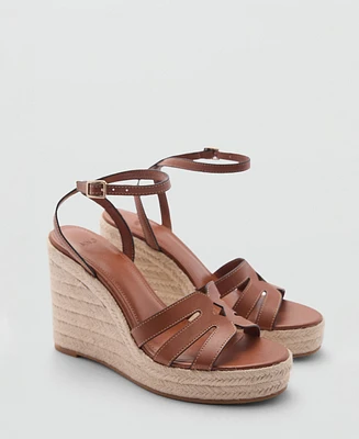 Mango Women's Wedge Strips Sandals