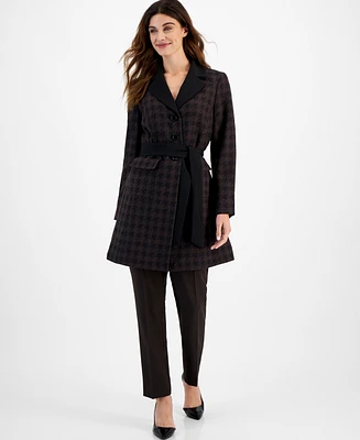 Le Suit Women's Houndstooth Belted Pantsuit, Regular & Petite