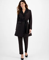 Le Suit Women's Houndstooth Belted Pantsuit, Regular & Petite
