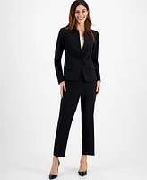 Le Suit Women's Stand-Collar One-Button Pantsuit