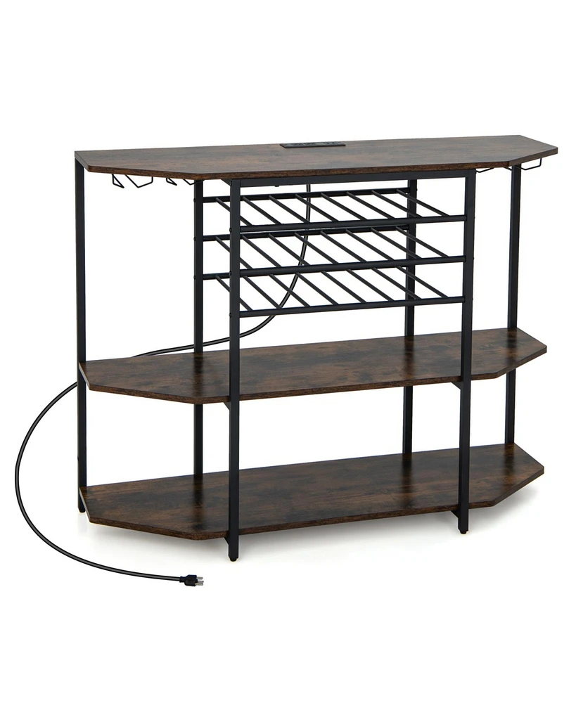 Slickblue 3-Tier Wine Bar Cabinet with Storage Shelves