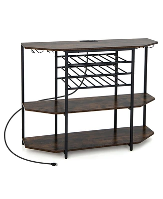 Slickblue 3-Tier Wine Bar Cabinet with Storage Shelves