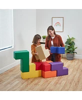 ECR4Kids SoftZone Brainy Building Blocks, Earthtone, 7-Piece