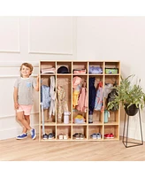 ECR4Kids Streamline 5-Section Coat Locker, Natural, 1