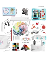 Clara Clark Mini Portable Sewing Machine & Complete Supplies Kit for Beginners and Kids - 122 Piece