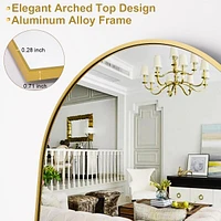 Homlux 21"x64" Arched Full Length Mirror with Gold Aluminum Frame, Free Standing, Leaning, Wall Mounted