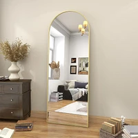Homlux 64"x21" Arched Full-Length Mirror with Gold Aluminum Alloy Frame, Rounded Corners, Standing, Hanging, Leaning