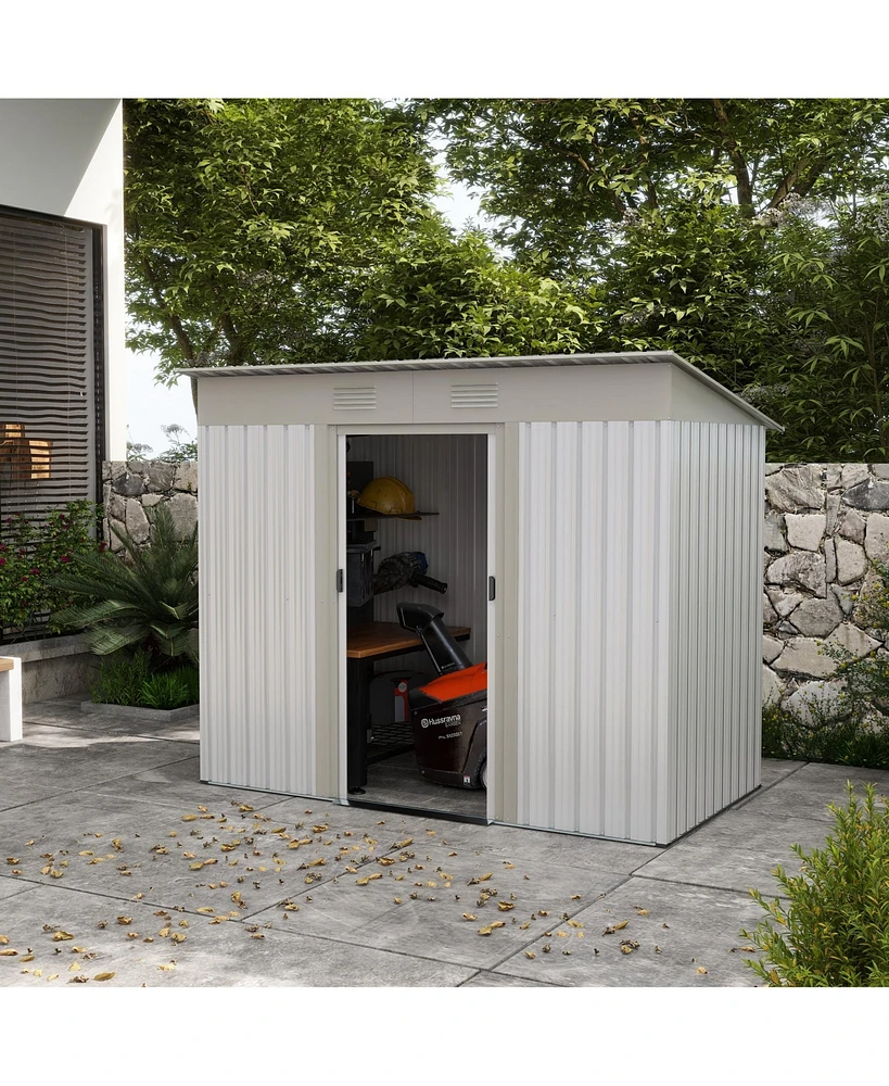 Simplie Fun Ultimate Outdoor Storage Haven Lockable Metal Shed with Ample Ventilation