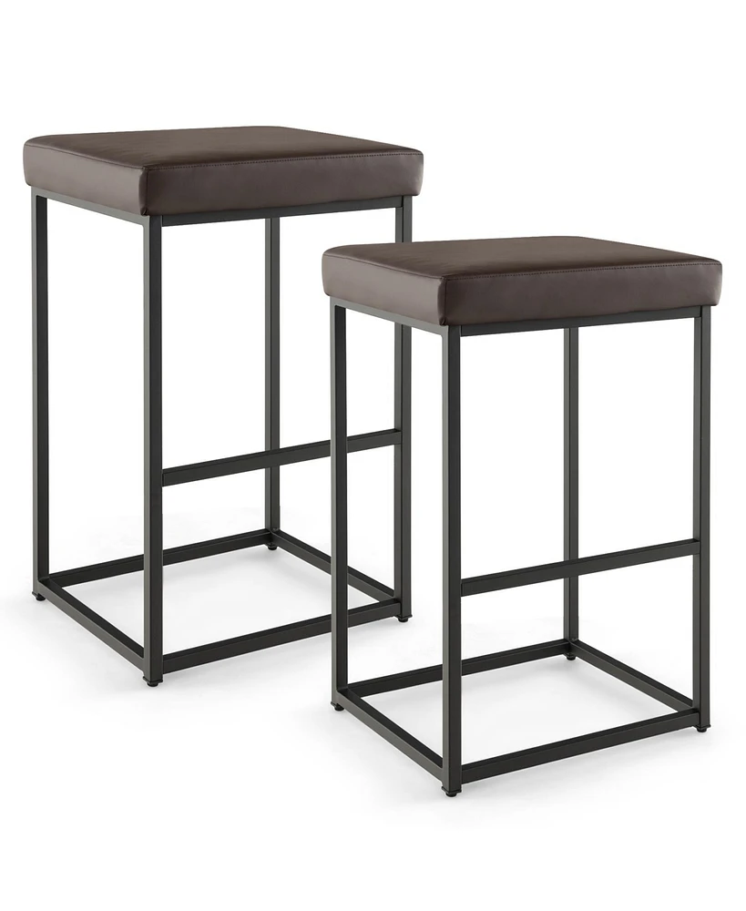 Slickblue 30 Inch Barstools Set of 2 with Pu Leather Cover