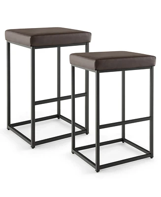 Slickblue 30 Inch Barstools Set of 2 with Pu Leather Cover