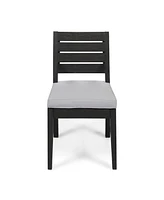 Acacia Wood Slat-Back Dining Chair with Washable Cushions