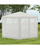 Uv-Protected Hexagon Gazebo with Side Walls for Outdoor Parties and Camping