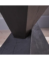 Modern Hand-Painted Hourglass End Table | Wood-Like Finish | Unique Home Decor