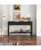 Slickblue 60 Inch Long Sofa Table with 4 Drawers and Open Shelf for Living Room