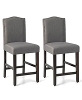 Slickblue 2 Pcs Fabric Nail Head Counter Height Dining Side Chairs Set