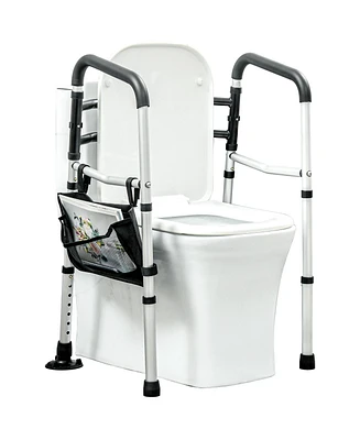 Homcom Toilet Safety Rails with Adjustable Height, Silver