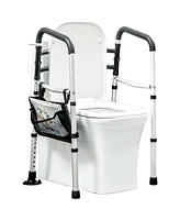 Homcom Toilet Safety Rails with Adjustable Height, Silver