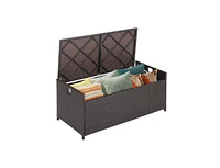Slickblue 34 Gallon Patio Storage Bench with Seat Cushion and Zippered Liner
