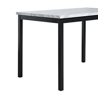 Streamdale Furniture Noyes Metal Dining Table with Laminated Faux Marble Top, Off-white