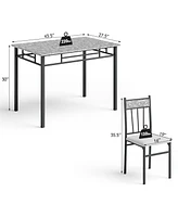 Sugift 5 Pieces Faux Marble Dining Set Table with Solid Steel Frame