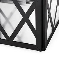 Gorgeous Stainless Steel Lantern with Lattice Pattern and Tempered Glass
