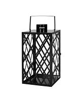 Streamdale Furniture Gorgeous Stainless Steel Lantern with Lattice Pattern and Tempered Glass