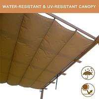 Teak Coated Retractable Pergola with Grape Trellis Cover
