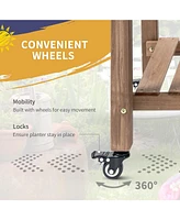 Spacious Wheeled Elevated Planter with Storage and Drainage