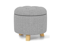 Slickblue Upholstered Round Ottoman with Solid Rubber Feet