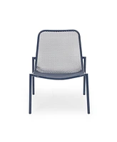 Stackable Matte Navy Blue Iron Chairs for Sun-Soaked Summer Days
