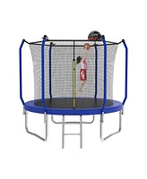 Streamdale Furniture 10FT Blue Trampoline with Safety Net, Basketball Hoop & Ladder