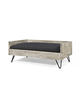 Streamdale Furniture Mid-Century Modern Acacia Wood Pet Bed with Water-Resistant Cushion