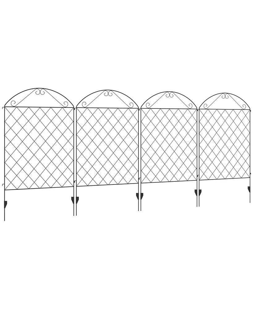 Outsunny Garden Fencing 11.5' Rustproof Metal Border Edging, 4 Pack, Black