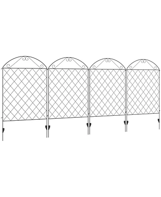 Outsunny Garden Fencing 11.5' Rustproof Metal Border Edging, 4 Pack, Black